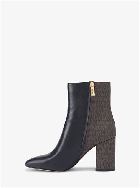 Perla Leather and Signature Logo Ankle Boot 